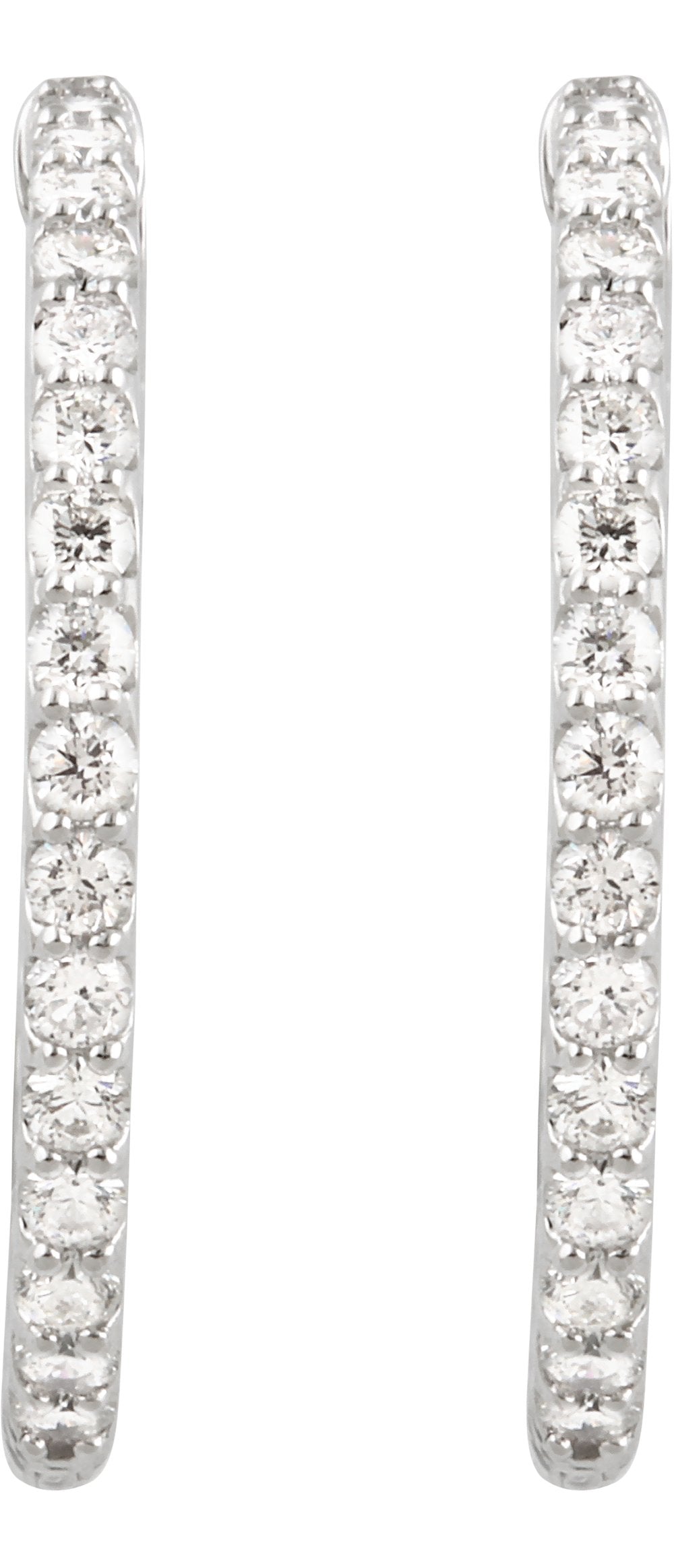 14K White Gold 2 CTW Natural Diamond Inside-Outside 29.5 mm Hinged Hoop Earrings