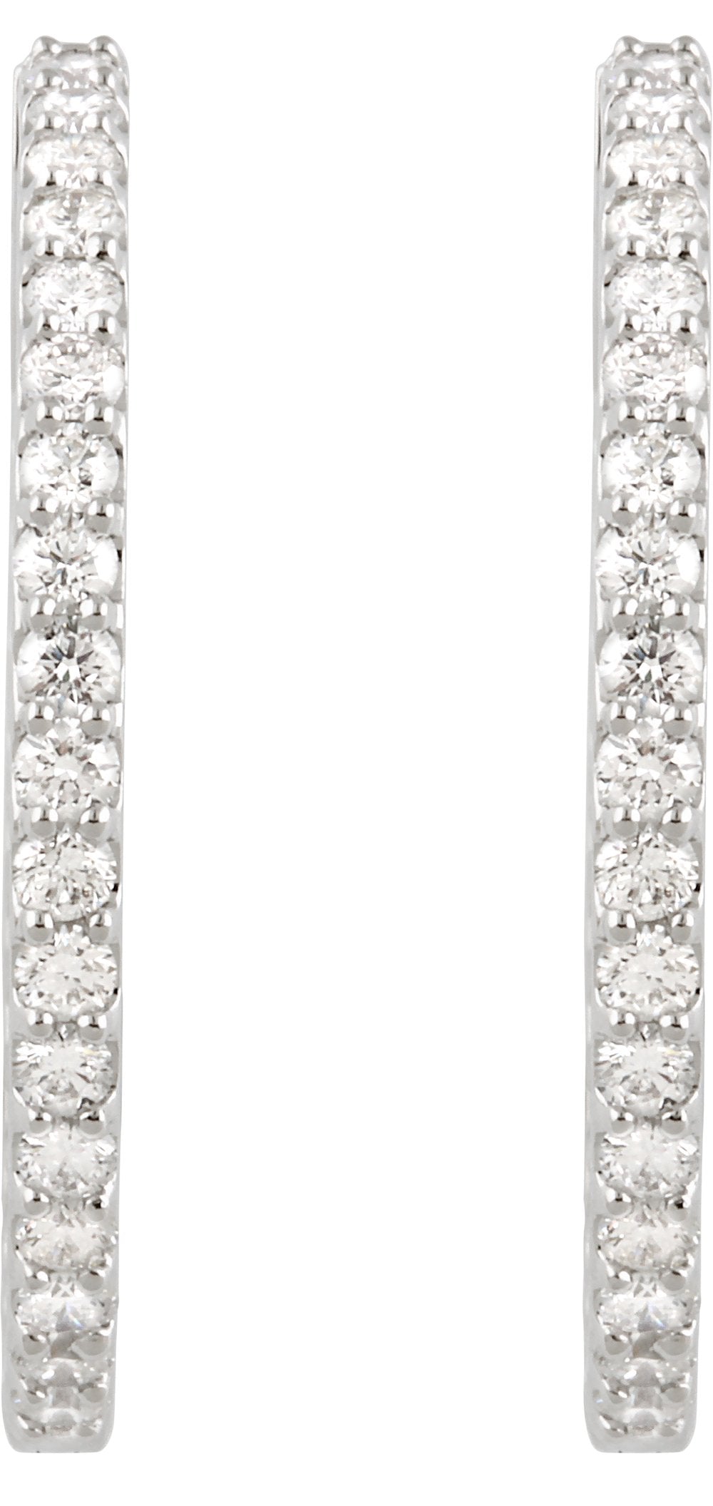 14K White Gold 3 CTW Natural Diamond Inside-Outside 34.5 mm Hinged Hoop Earrings