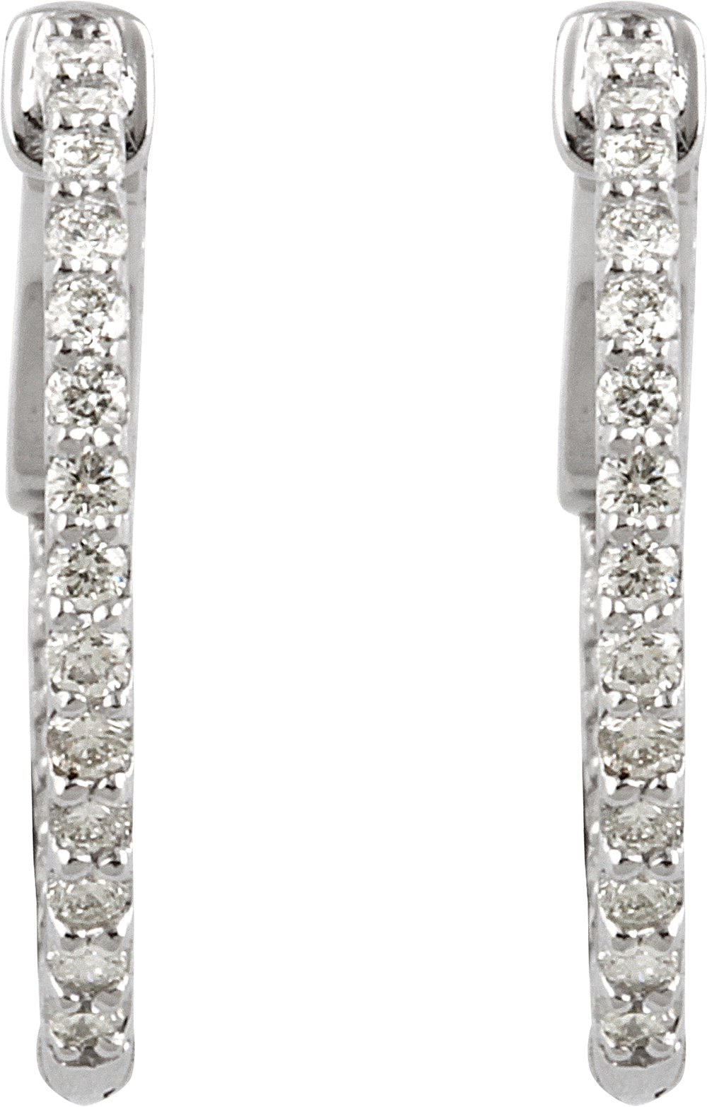 14K White Gold 1/2 CTW Natural Diamond Inside-Outside 19 mm Hinged Hoop Earrings