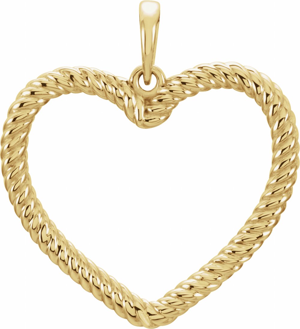 14K Yellow Gold Rope Heart Pendant