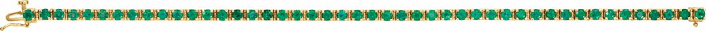 14K Yellow Gold Lab-Grown Emerald Line 7" Bracelet