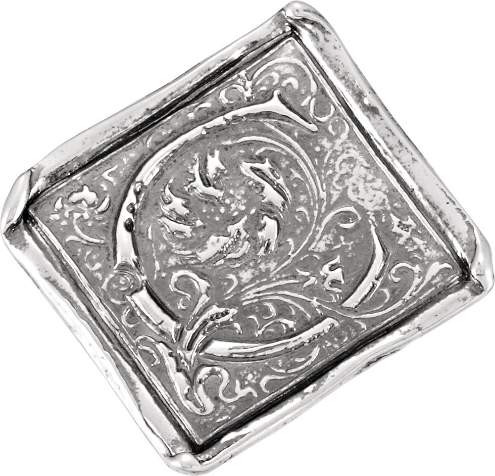Sterling Silver Posh Mommy® Vintage-Inspired Initial C Ring