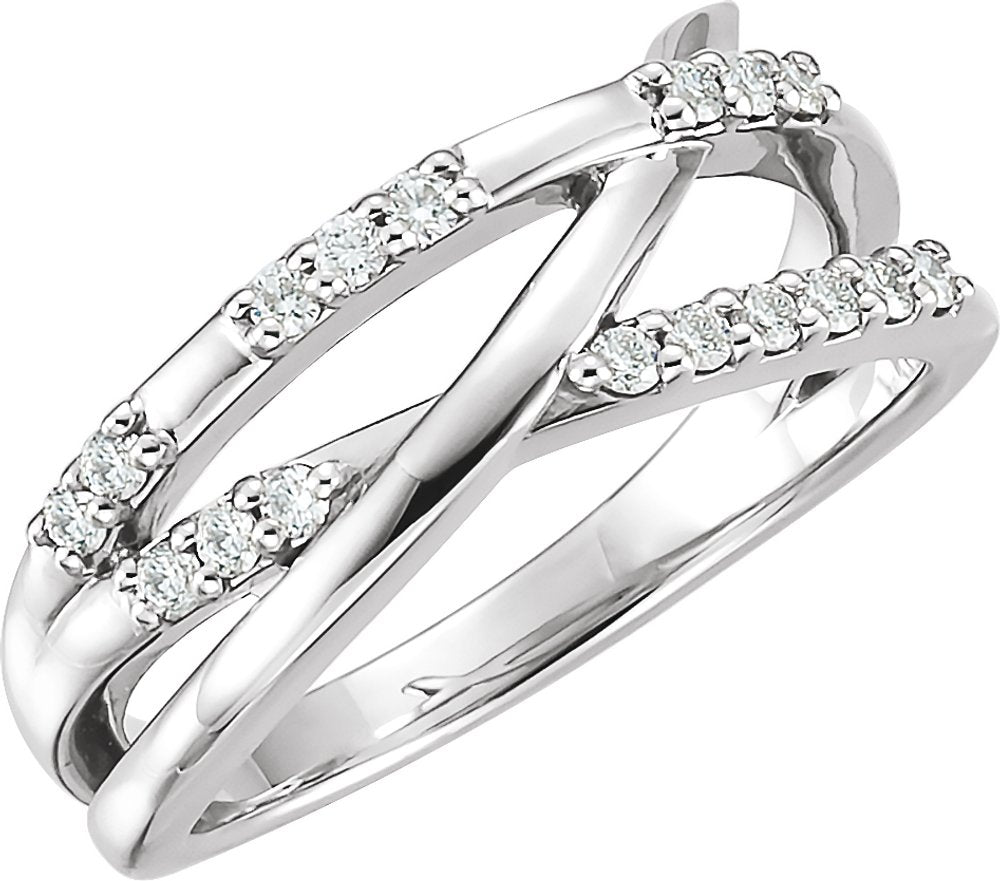 14K White Gold 1/4 CTW Natural Diamond Criss-Cross Ring