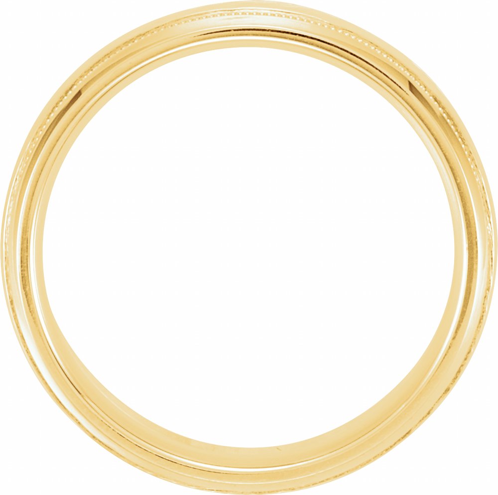14K Yellow Gold 6 mm Milgrain Edge Comfort-Fit Half Round Band Size 9