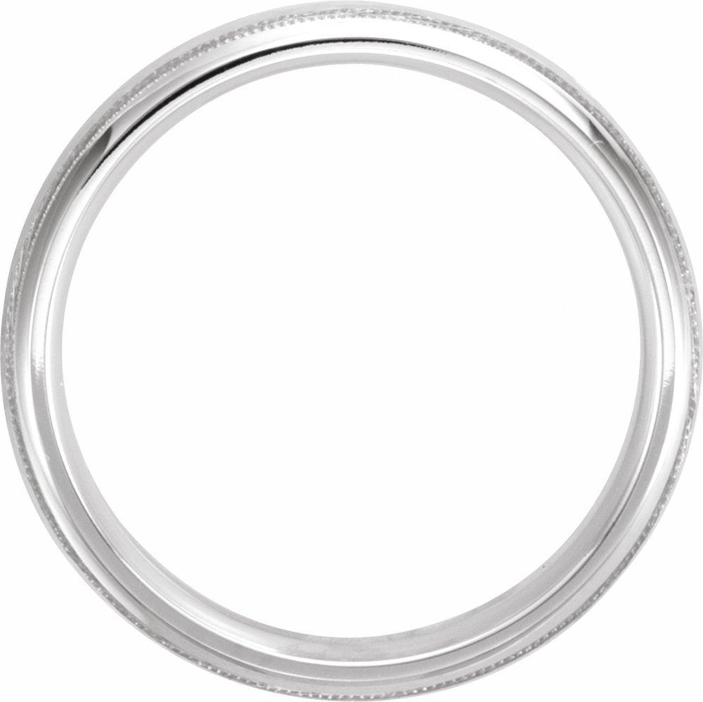 14K White 6 mm Milgrain Edge Comfort-Fit Half Round Band Size 10.5