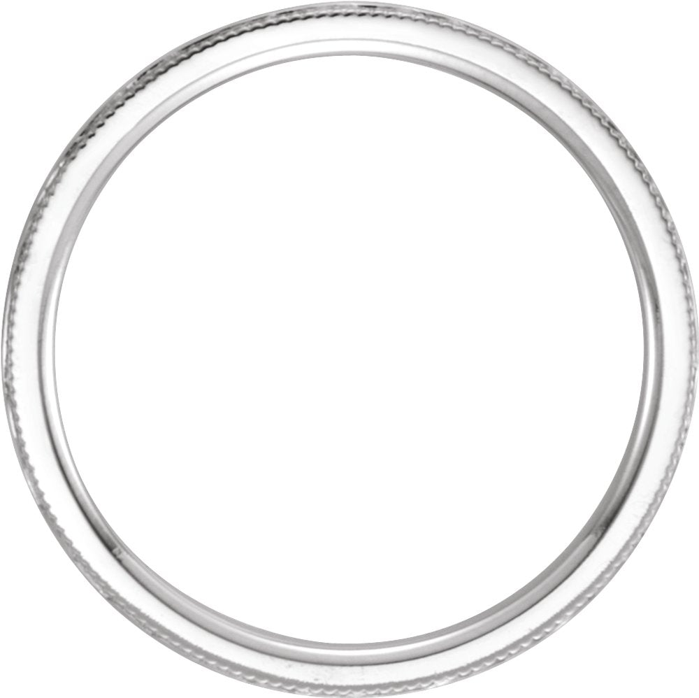 14K White Gold 2 mm Milgrain Edge Comfort-Fit Flat Band Size 7