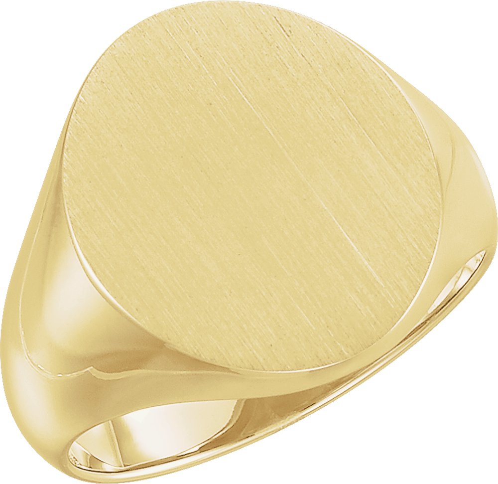 14K Yellow Gold 18x16 mm Oval Signet Ring