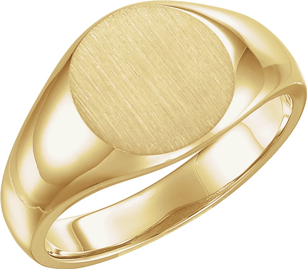 14K Yellow Gold 13 mm Round Signet Ring