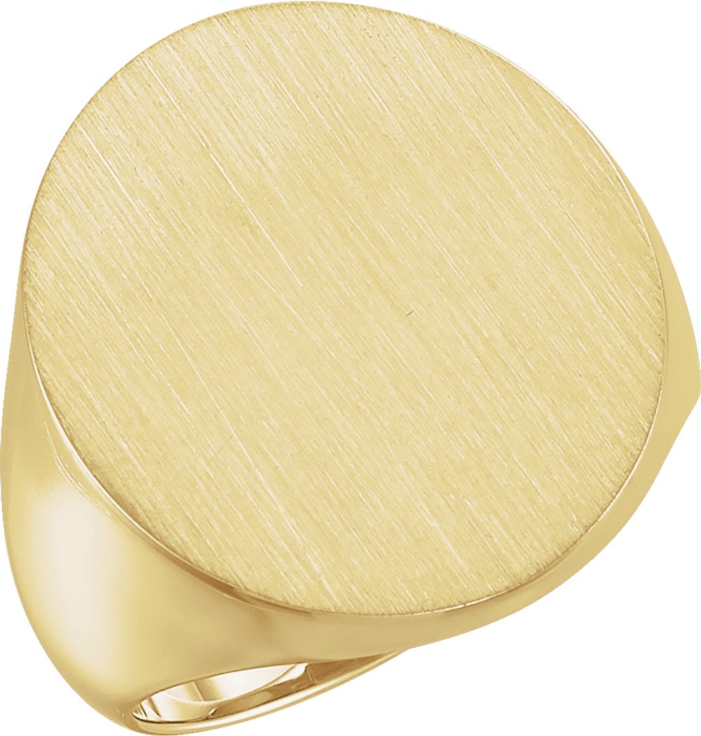 14K Yellow Gold 22x20 mm Oval Signet Ring