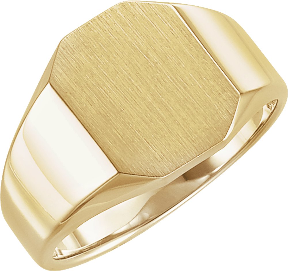 14K Yellow Gold 11x9 mm Octagon Signet Ring
