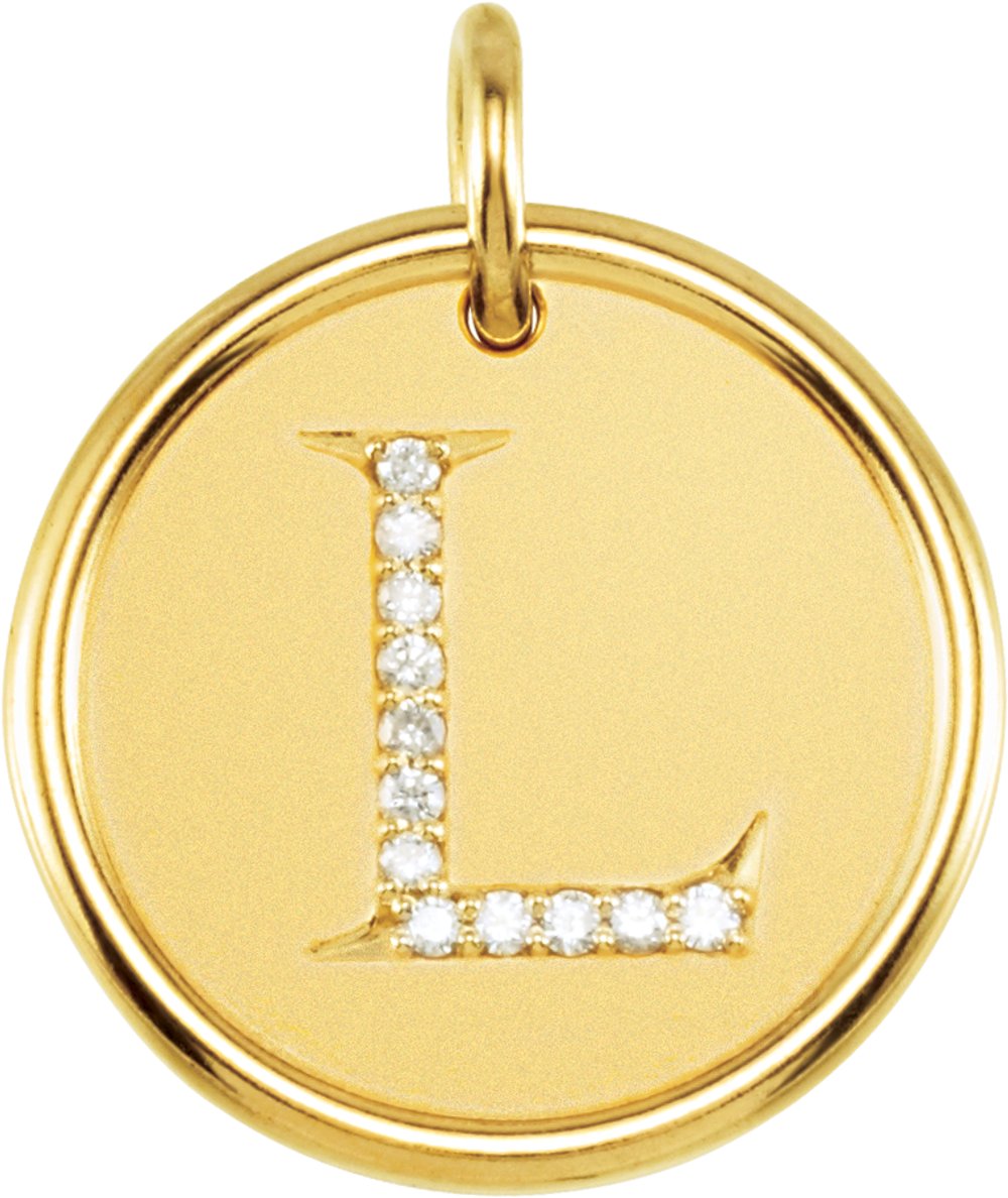 14K Yellow Gold .04 CTW Natural Diamond Posh Mommy® Initial L Pendant