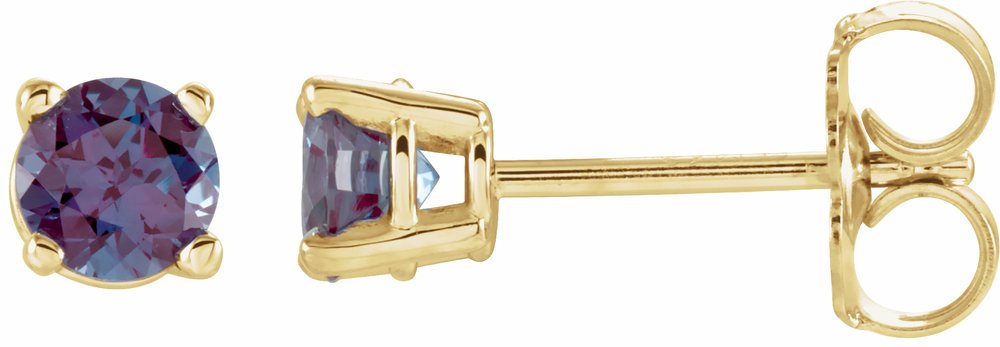 14K Yellow 4 mm Lab-Grown Alexandrite Earrings