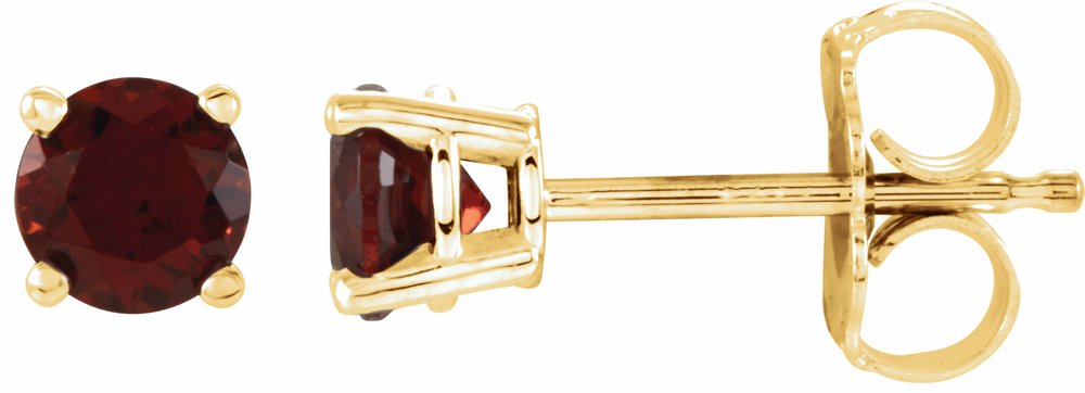 14K Yellow Gold 4 mm Natural Mozambique Garnet Earrings