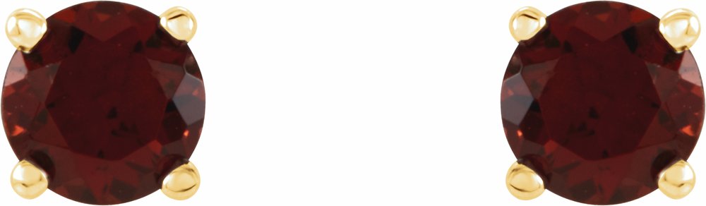 14K Yellow Gold 4 mm Natural Mozambique Garnet Earrings