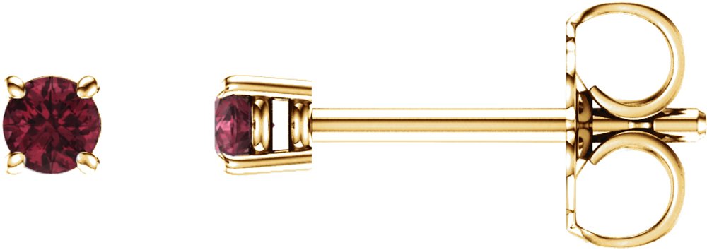 14K Yellow Gold 2.5 mm Natural Mozambique Garnet Earrings