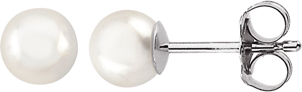 14K White Gold 5 mm Cultured White Akoya Pearl Earrings