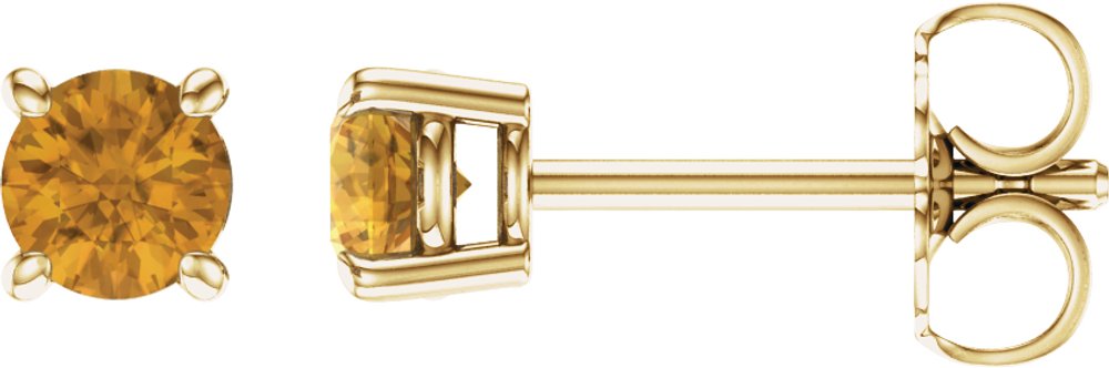 14K Yellow Gold 4 mm Natural Citrine Earrings