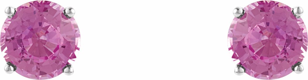 14K White Gold 4 mm Natural Pink Tourmaline Earrings