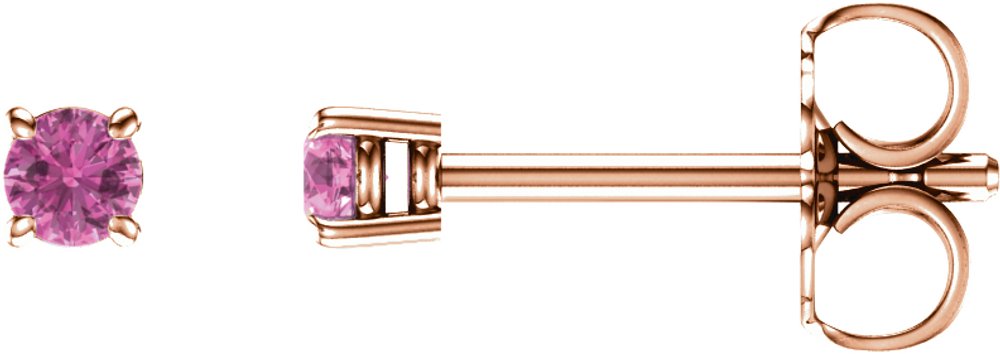 14K Rose Gold 2.5 mm Natural Pink Sapphire Earrings