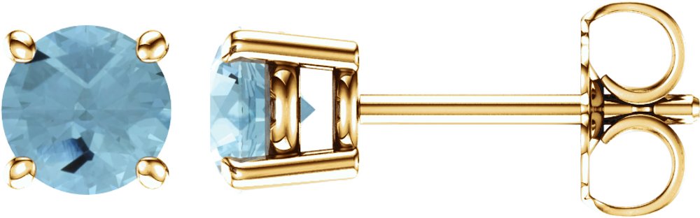 14K Yellow Gold 5 mm Natural Aquamarine Earrings