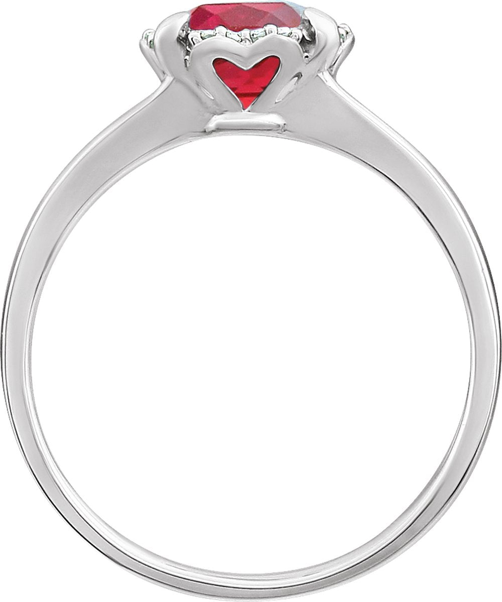 14K White Gold Lab-Grown Ruby & .05 CTW Natural Diamond Ring