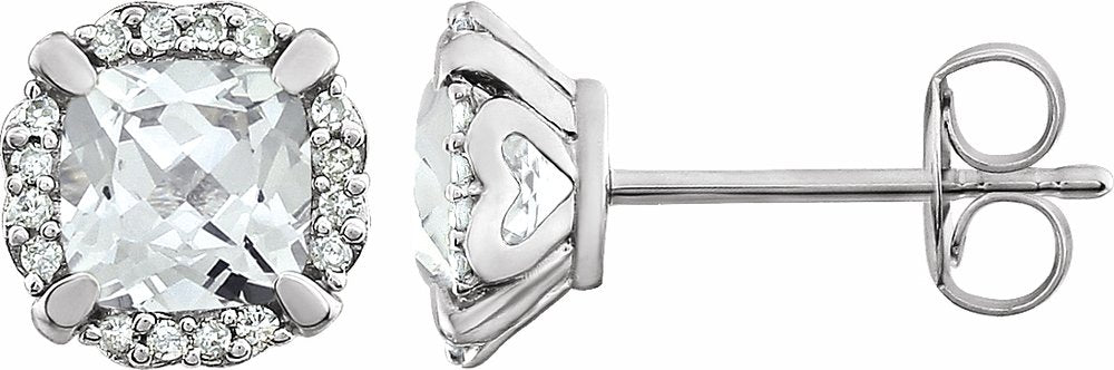 14K White Lab-Grown White Sapphire & 1/10 CTW Natural Diamond Earrings