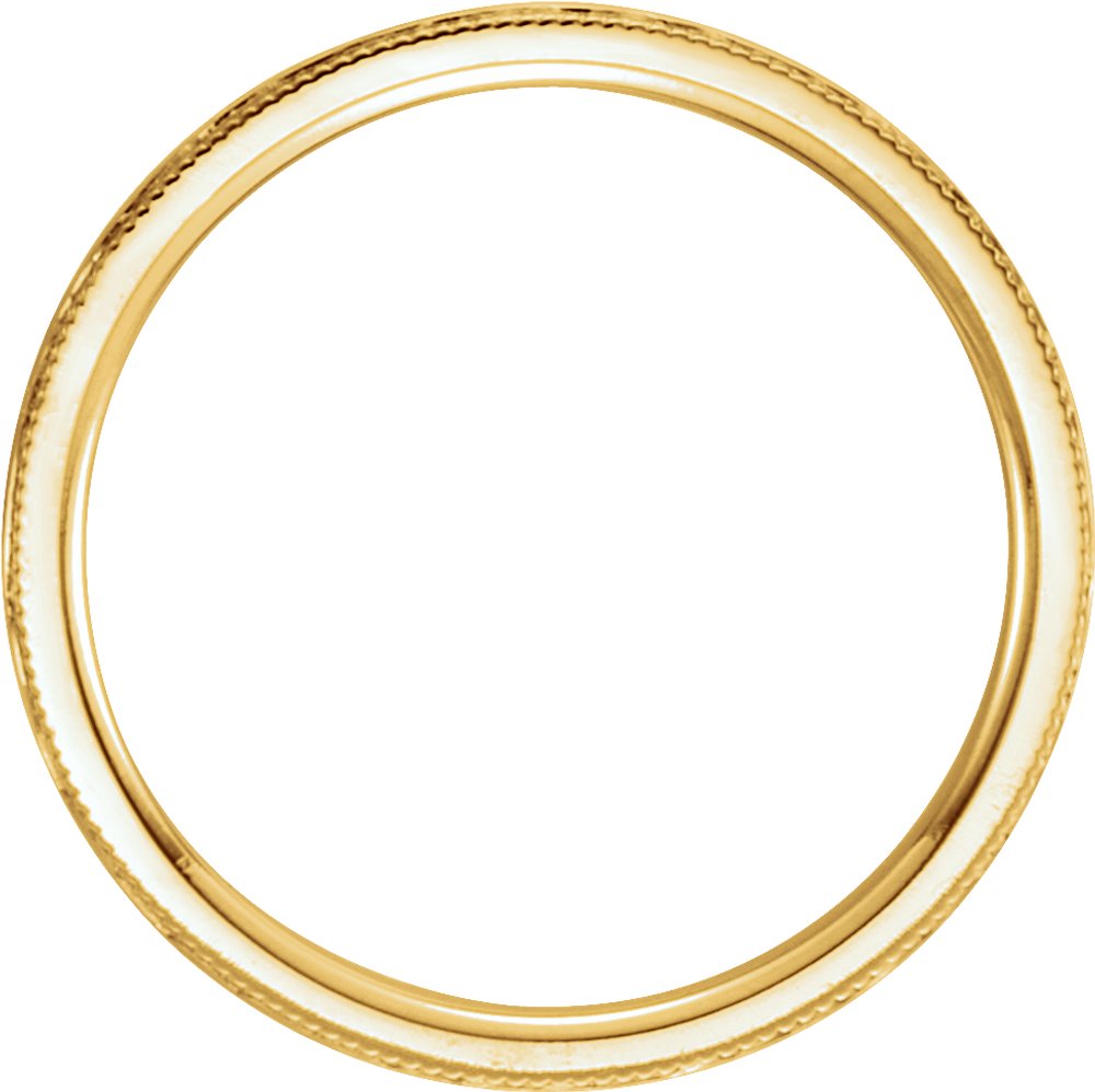 14K Yellow Gold 2 mm Milgrain Edge Comfort-Fit Flat Band Size 5