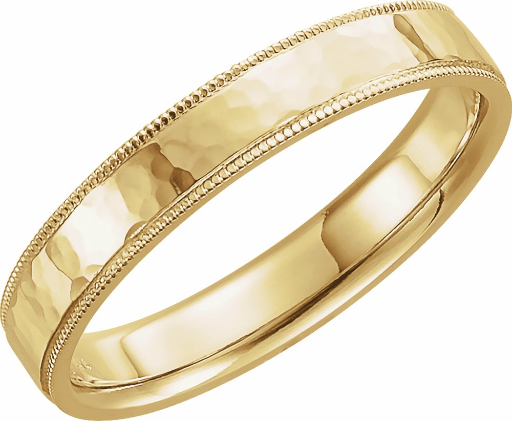14K Yellow Gold 4 mm Milgrain Edge Comfort-Fit Flat Band Size 5.5