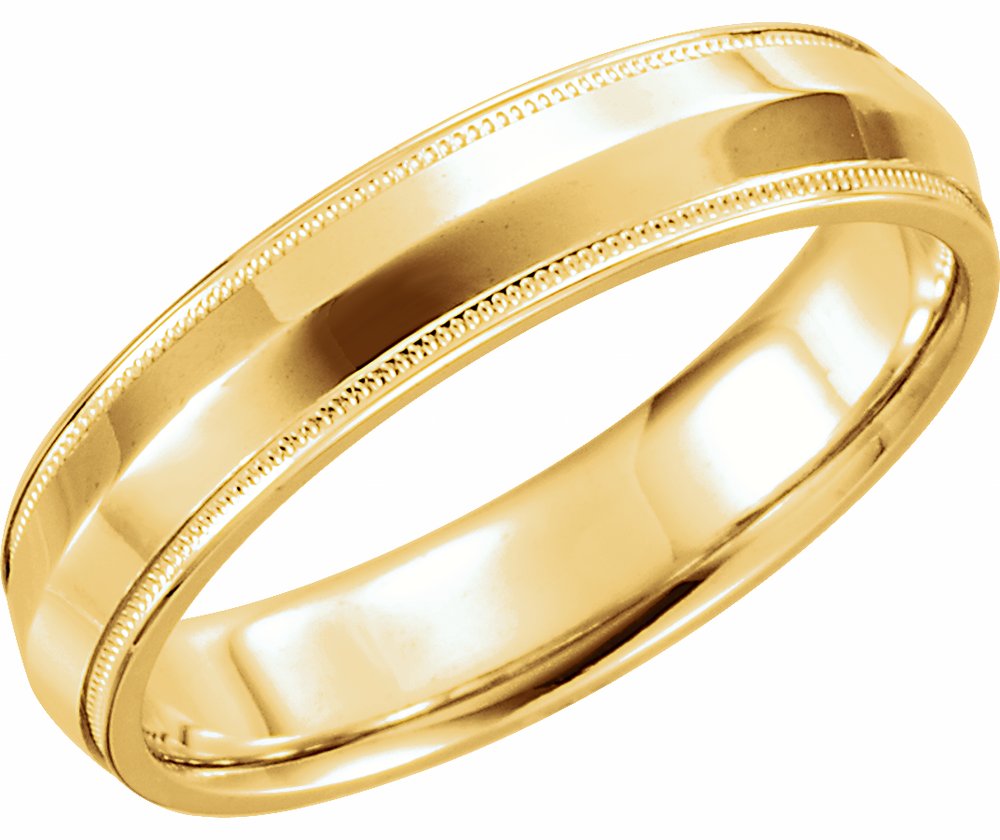 14K Yellow Gold 5 mm Milgrain Edge Comfort-Fit Knife Band Size 8