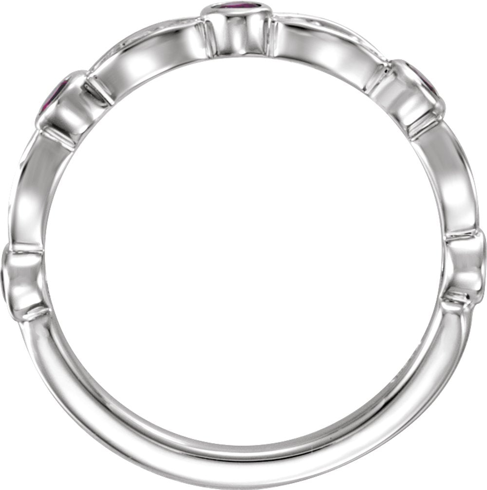 14K White Gold Natural Ruby & 1/6 CTW Natural Diamond Ring