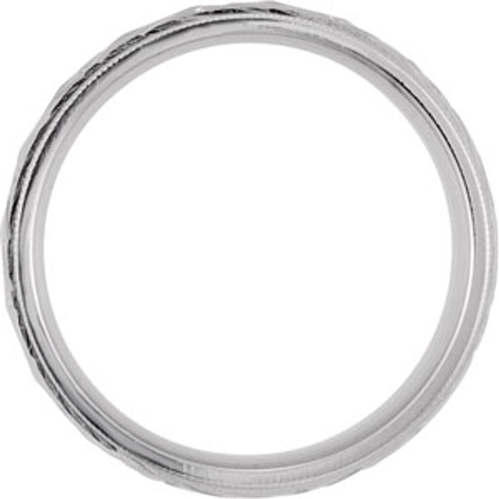 14K White Gold 6 mm Faceted Band Size 10