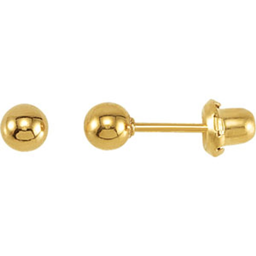 24K Yellow Gold-Plated Stainless Steel Inverness® 4 mm Ball Piercing Stud Earrings