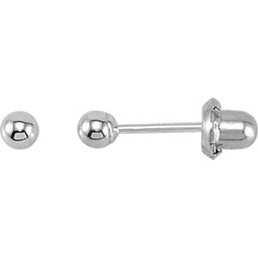 14K White Gold Inverness® 3 mm Ball Piercing Stud Earrings