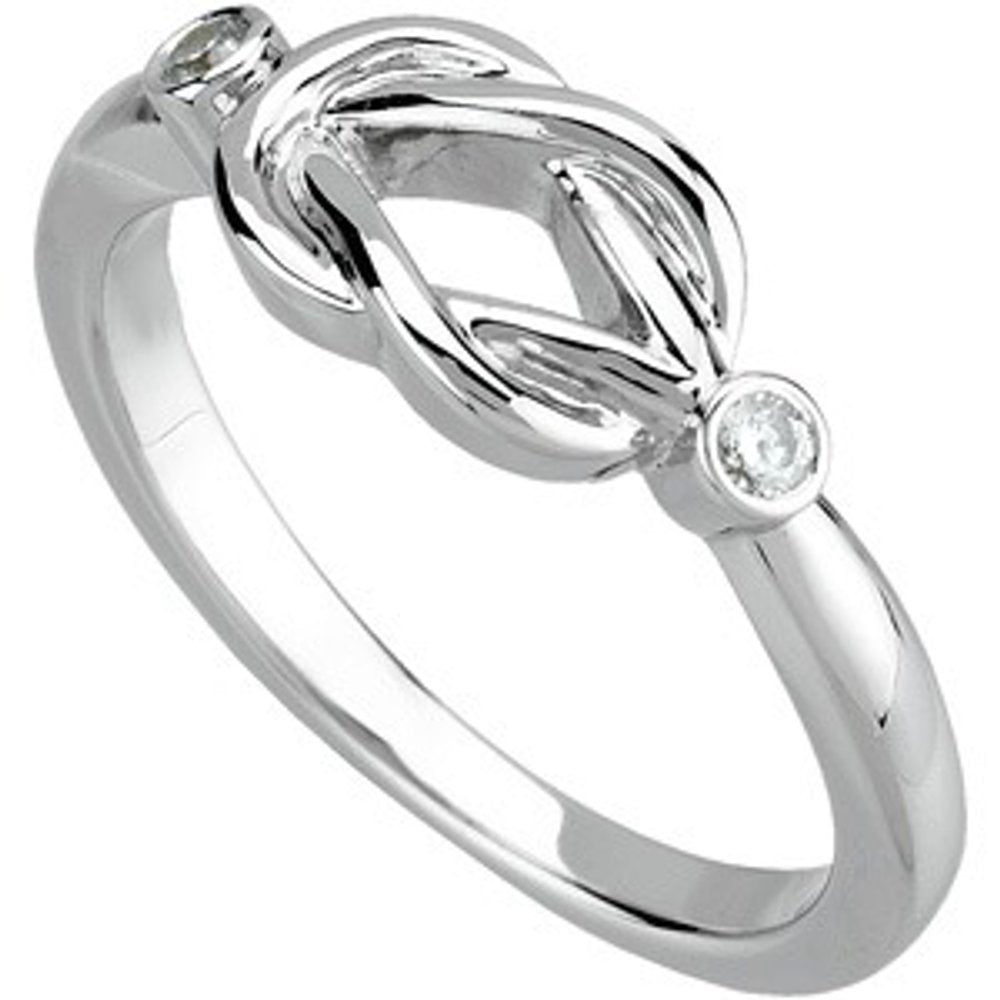 14K White Gold .06 CTW Natural Diamond Knot Ring