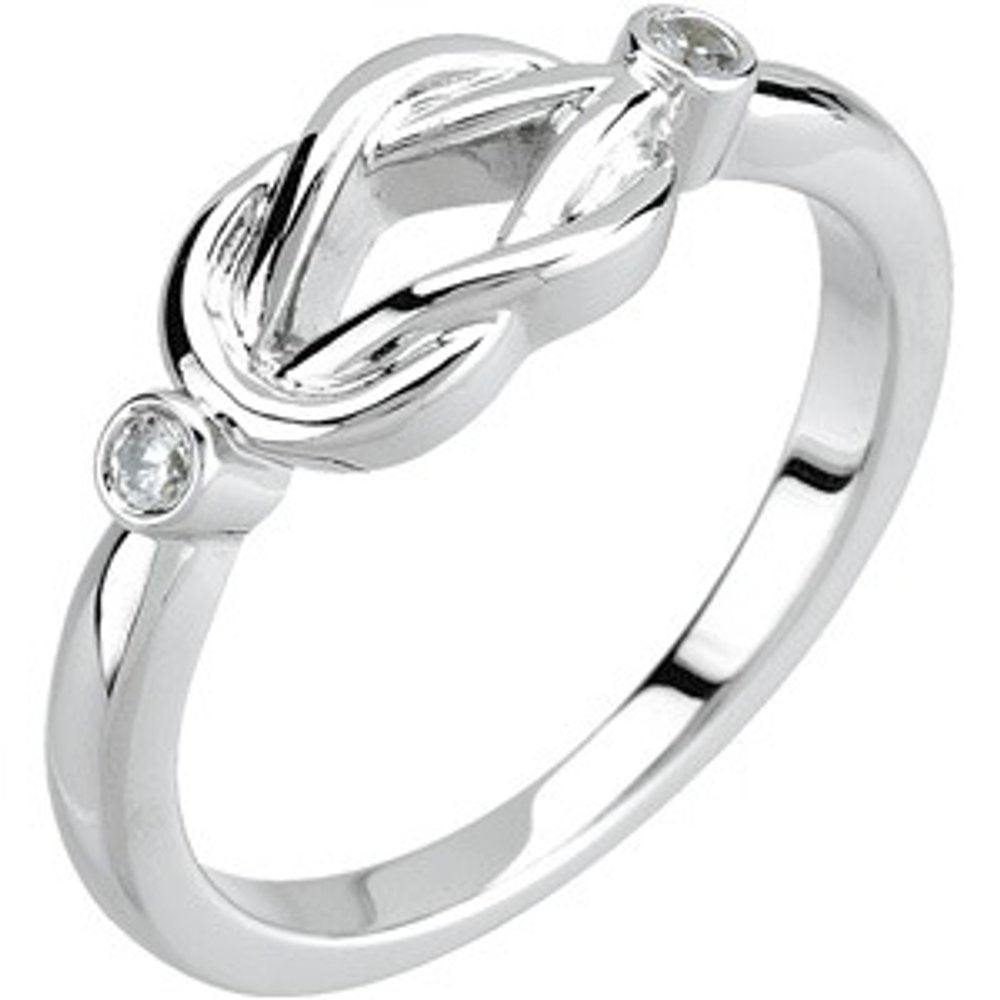 14K White .06 CTW Natural Diamond Knot Ring