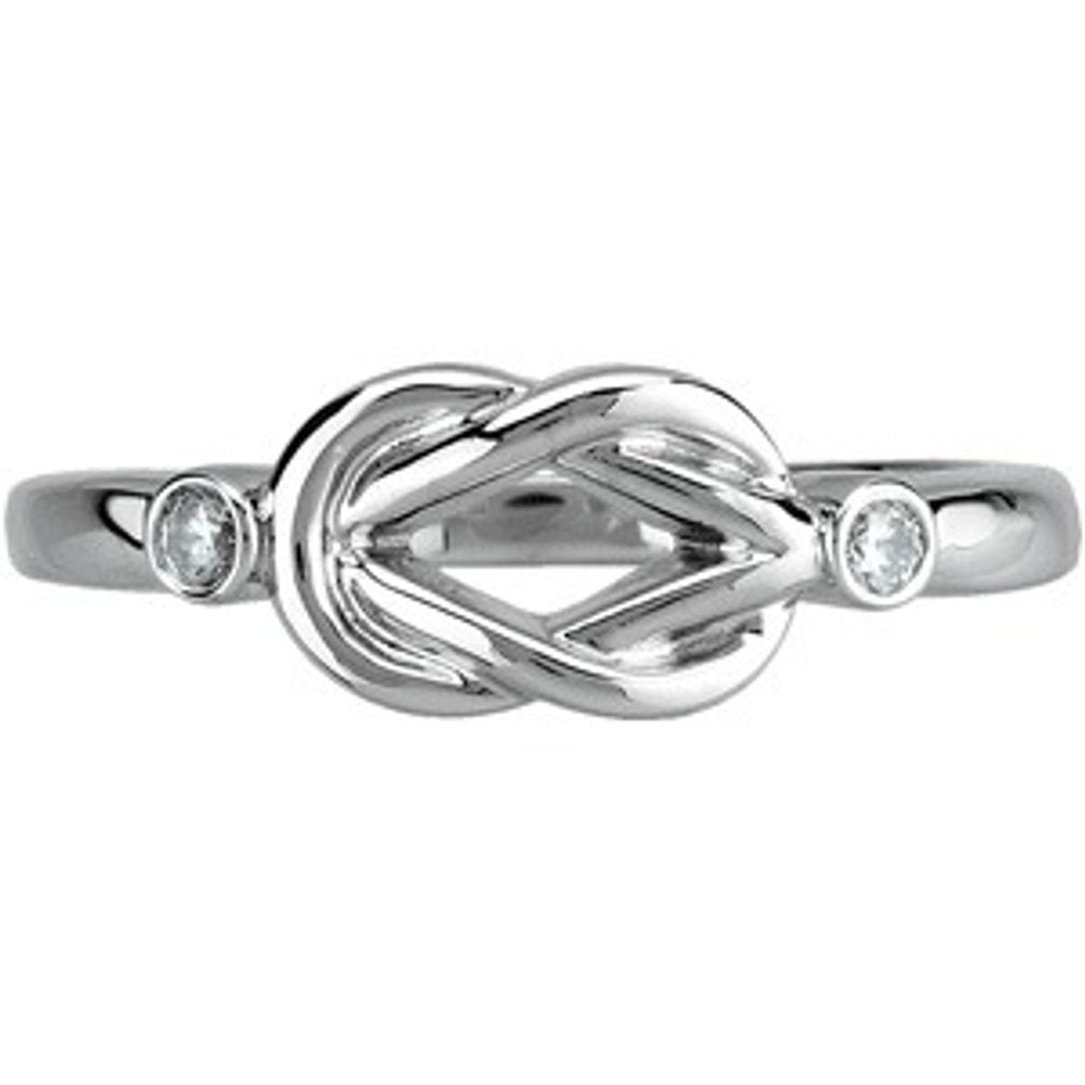 14K White Gold .06 CTW Natural Diamond Knot Ring