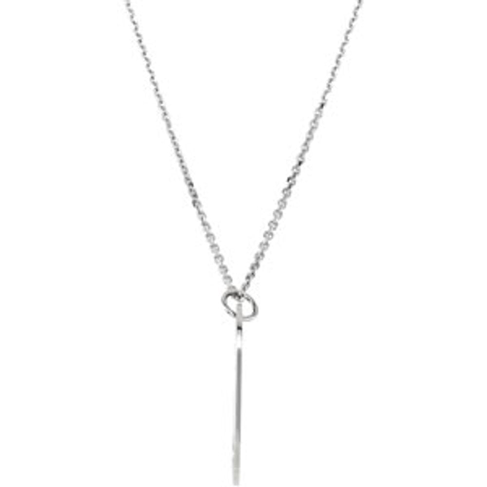 Sterling Silver .025 CT Natural Diamond Dog Tag 18" Necklace