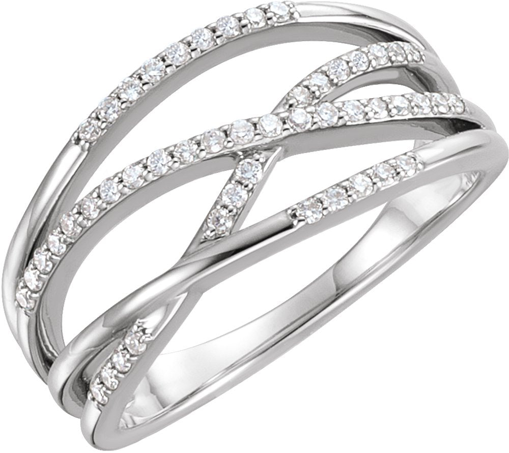 14K White Gold 1/5 CTW Natural Diamond Criss-Cross Ring