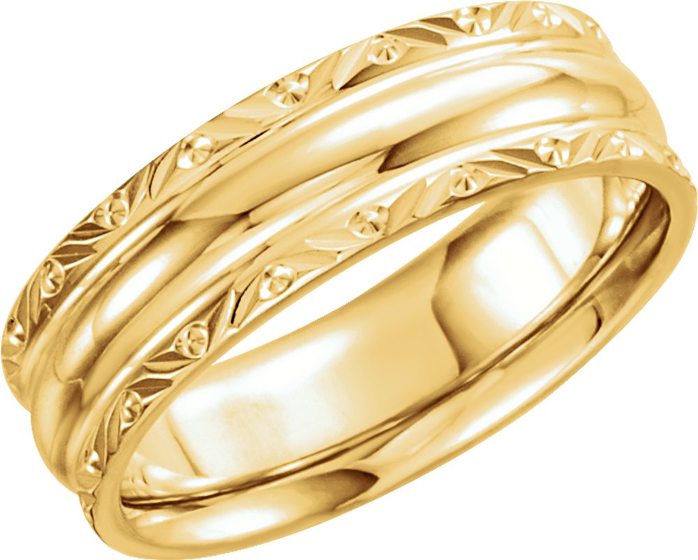 14K Yellow Gold 6 mm Design-Engraved Comfort-Fit Band Size 5.5