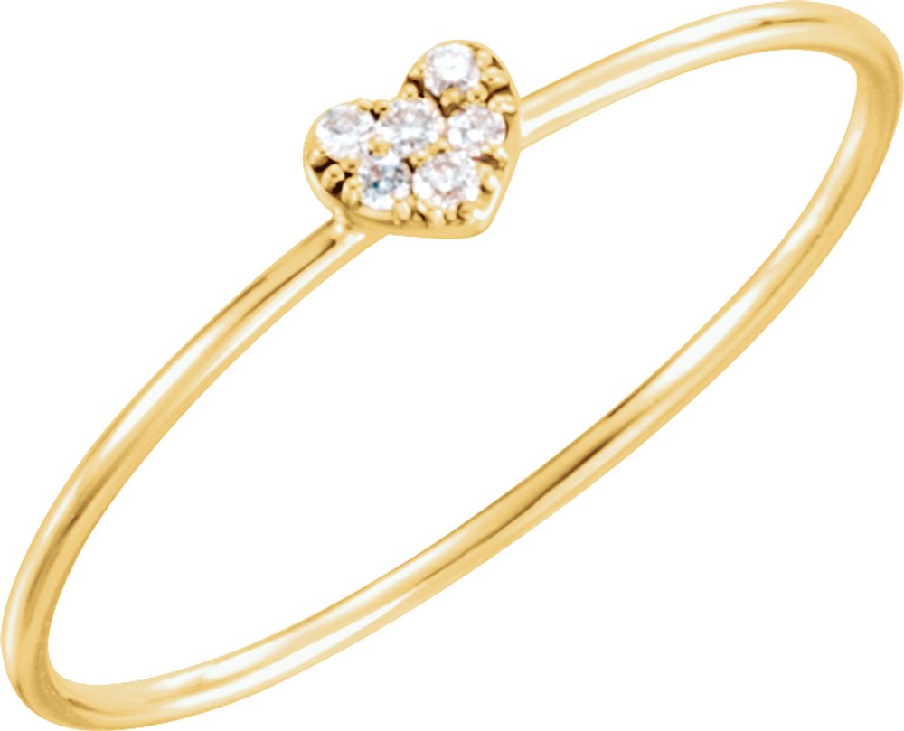 14K Yellow Gold .03 CTW Natural Diamond Petite Heart Cluster Ring