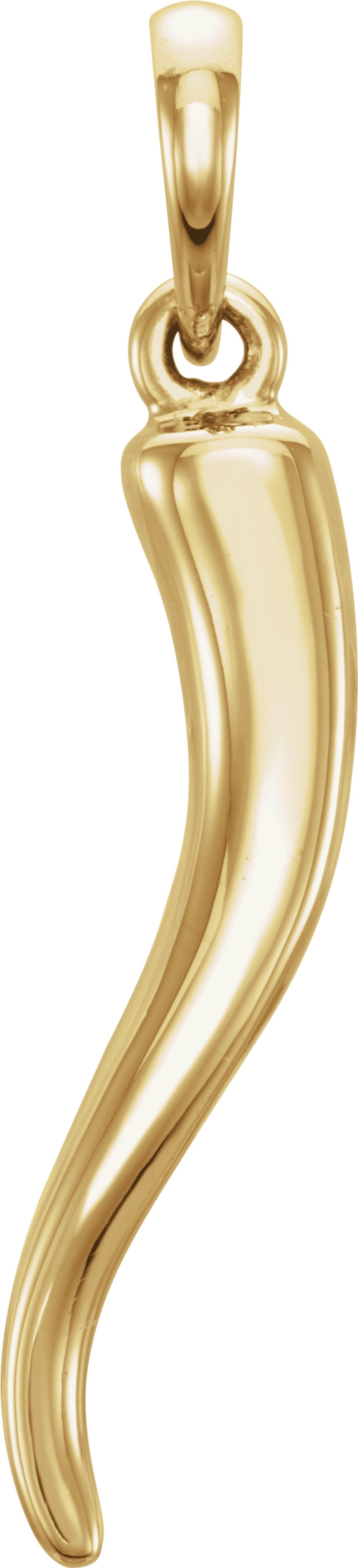 14K Yellow Gold Italian Horn Pendant