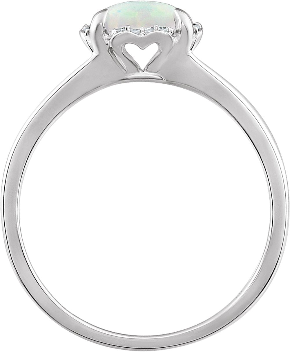 14K White Gold Lab-Grown Opal & .05 CTW Natural Diamond Ring
