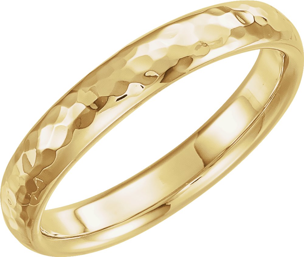 14K Yellow 4 mm Half Round Hammered Comfort-Fit Band Size 8.5