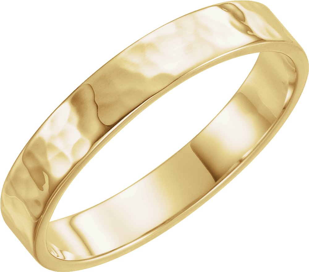 14K Yellow 4 mm Flat Hammered Band Size 5.5