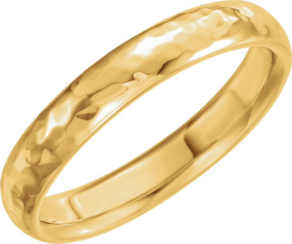 14K Yellow 4 mm Half Round Hammered Band Size 6.5