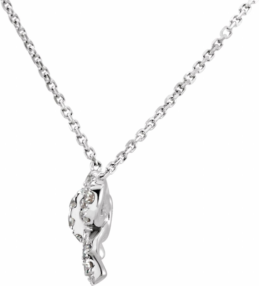 14K White Gold 1/6 CTW Natural Diamond Bow 18" Necklace