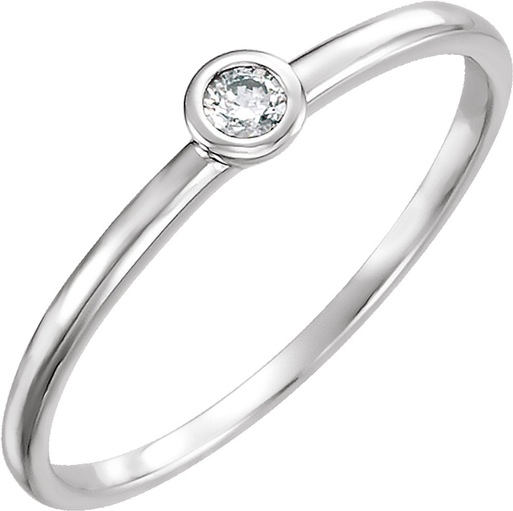 14K White Gold .06 CT Natural Diamond Bezel-Set Ring