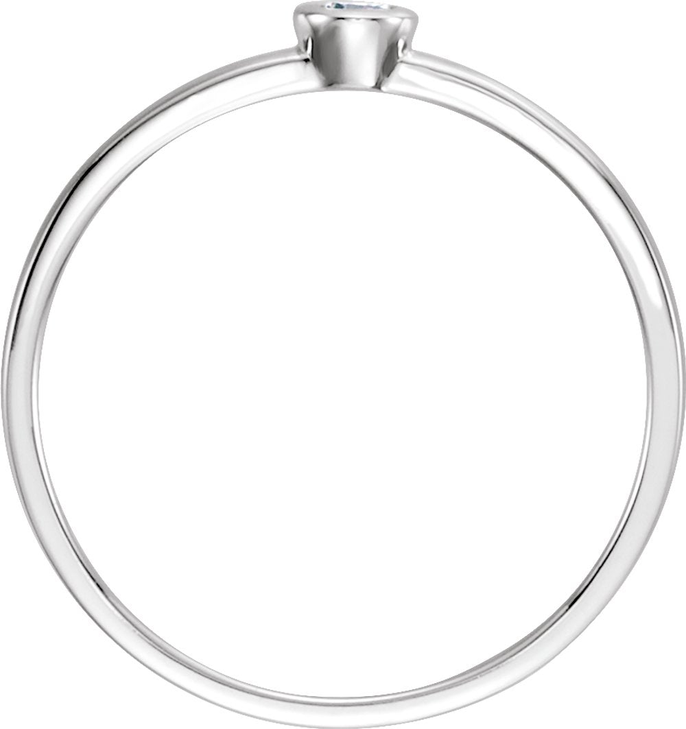 14K White Gold .06 CT Natural Diamond Bezel-Set Ring