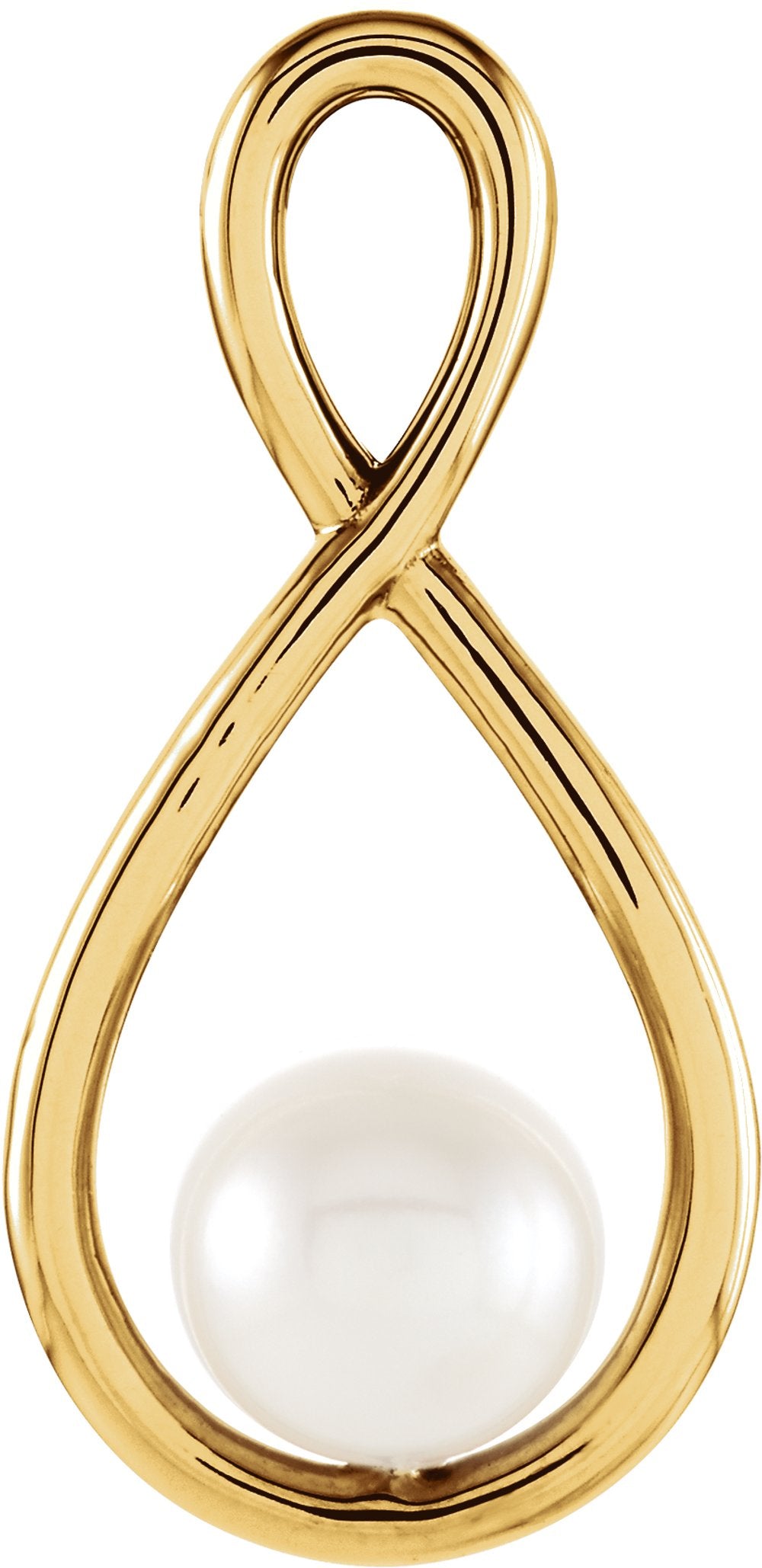 14K Yellow Gold Cultured White Freshwater Pearl Pendant