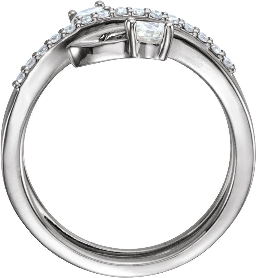14K White Gold 1/2 CTW Natural Diamond Freeform Ring